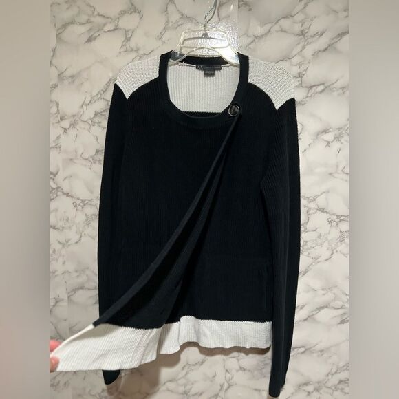 Armani Exchange Black/White Overlap Sweater - Picture 8 of 11